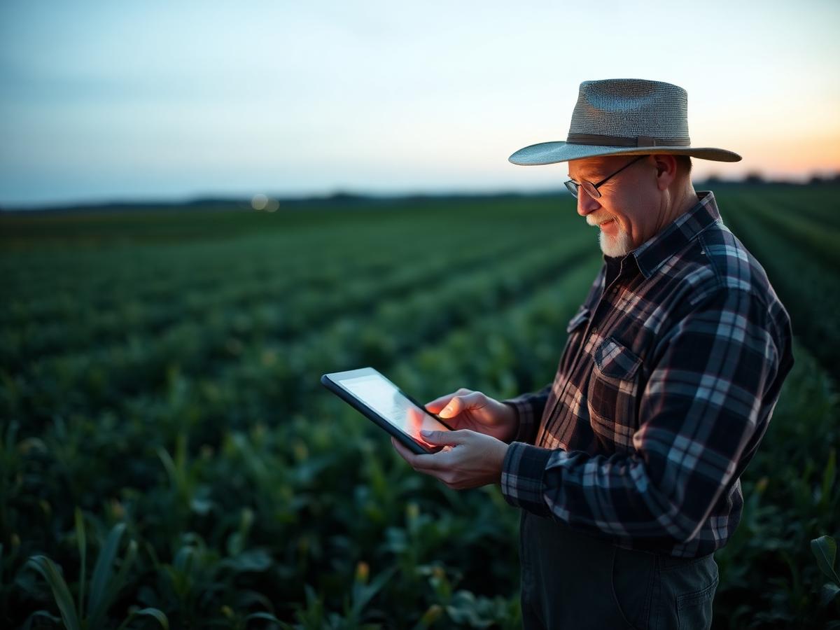 Producer reviewing verified data on a tablet in the field