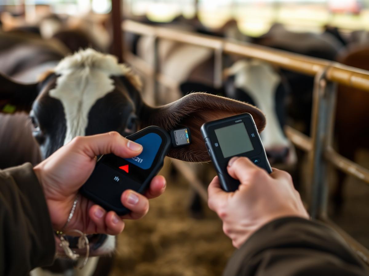 RFID tag scanning at a livestock handling facility